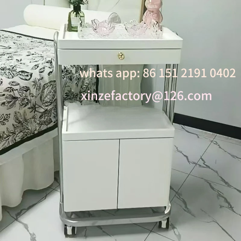 

Customizable double-layer trolley rack mobile storage cart hair and nail art embroidery shop SPA worry-free storage rack