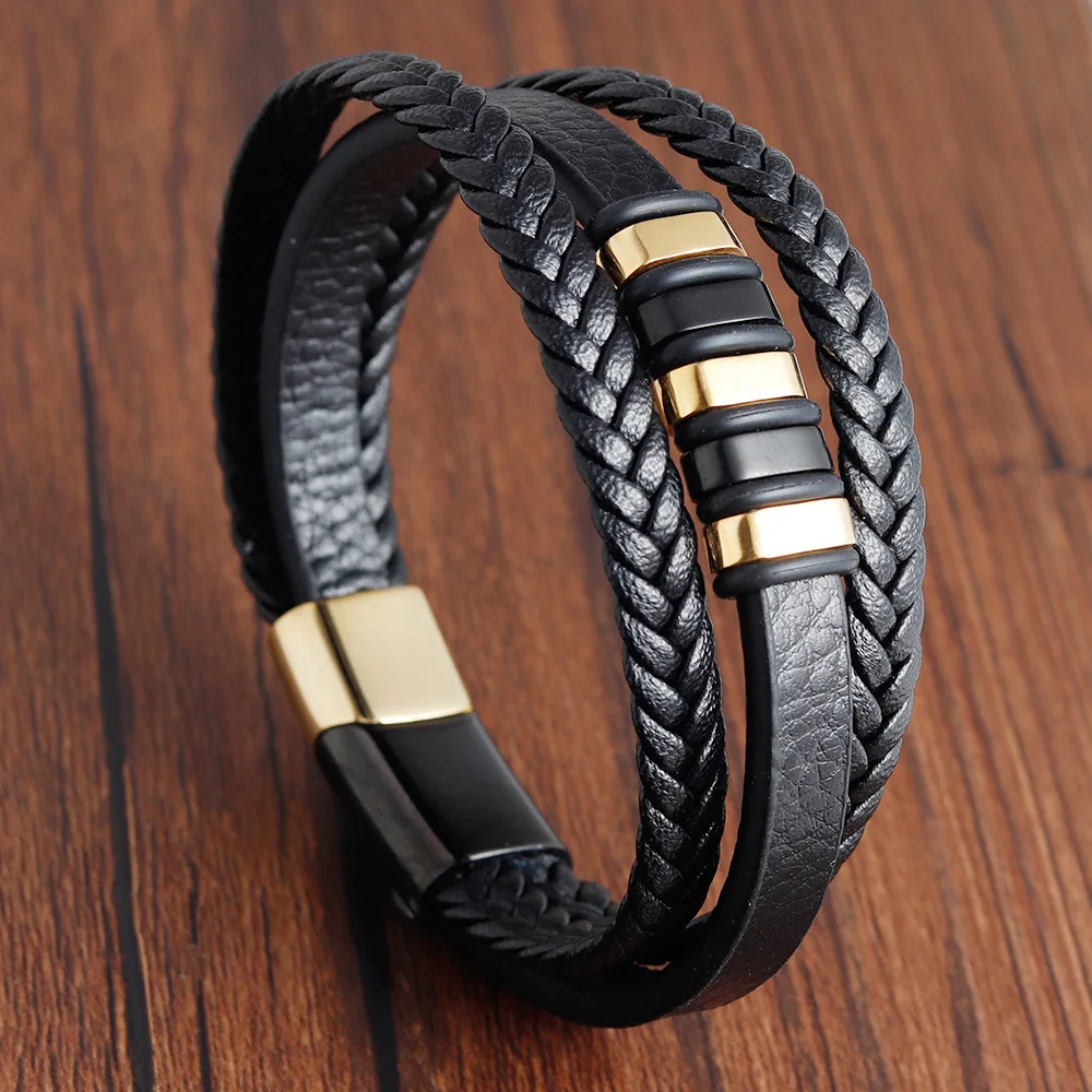Charme Geflecht Seil Armband Für Männer Edelstahl Magnetische Schnalle Echtes Leder Armbänder & Armreifen Männlich Weiblich Schmuck