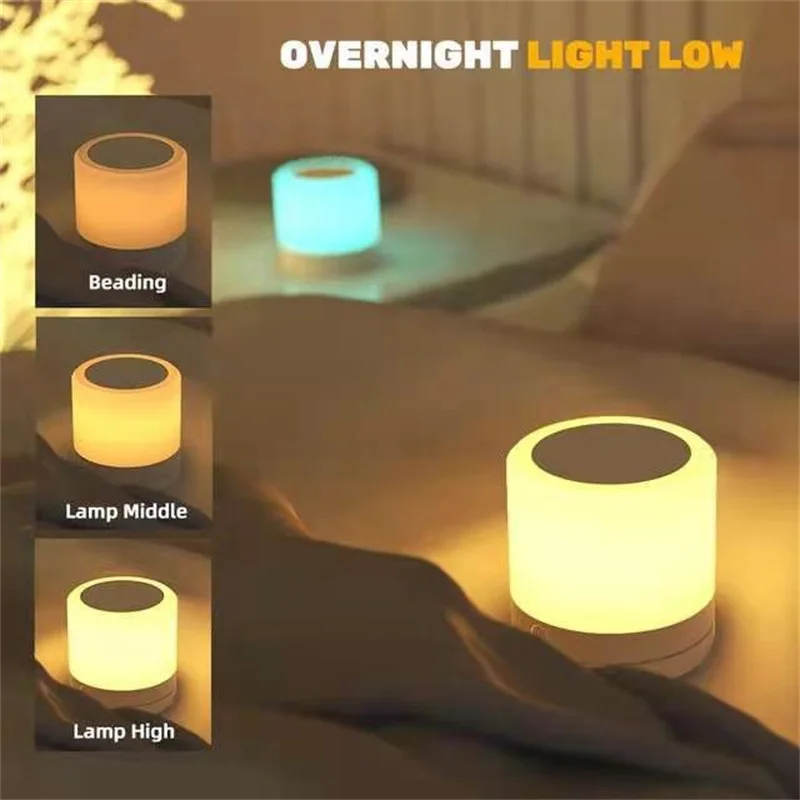 Mini luz nocturna portátil inteligente con Control táctil, lámpara de mesa LED colorida, lámparas de mesita de noche, lámpara de escritorio,