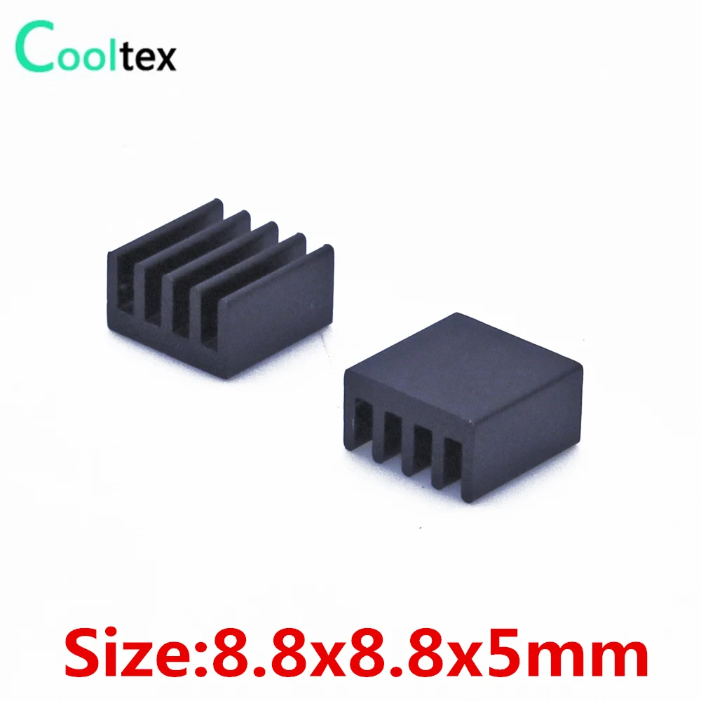 (100pcs/lot) 8.8x8.8x5mm Aluminum heatsink Extruded black heat sink radiator for  IC chip integrated circuit cooler cooling