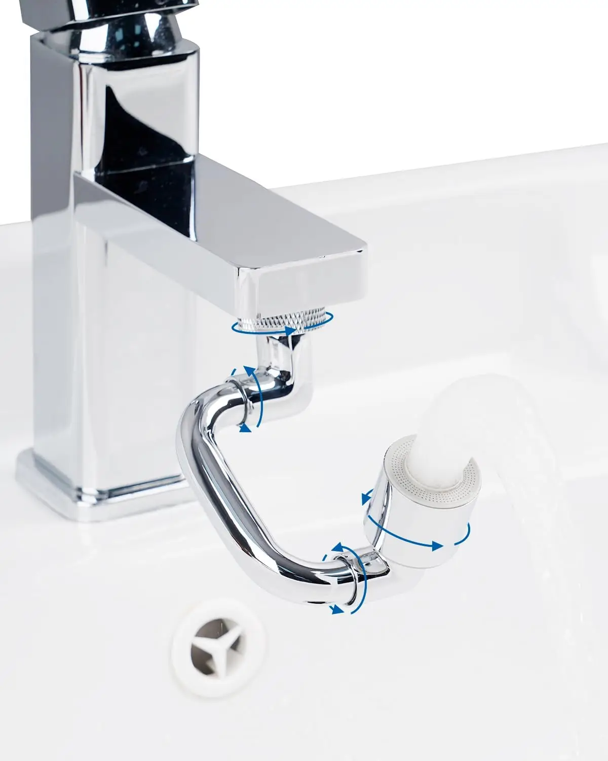1080° Swivel Faucet Extender, Metal Rotatable Sink Aerator with 2 Functions for Kitchen & Bathroom, Chrome