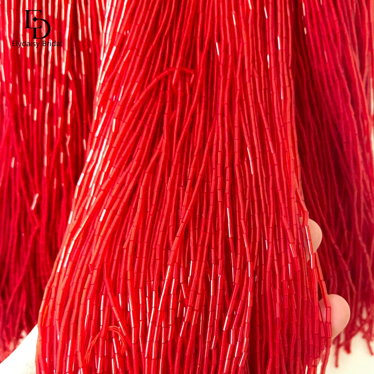 5 Yards 50cm Length Red Pink Silver Glass Beads Tassel Trim for Latin Dancewear Wedding Evening Gowns Accessories Satin Tassels