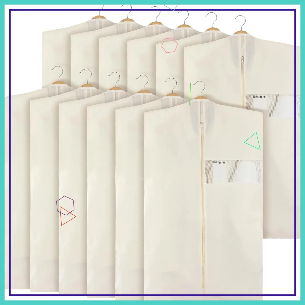 

12 Pack 24x40 Inches Cotton Garment Bags for Hanging Clothes, Canvas Suit Bags for Coats Jackets Shirts