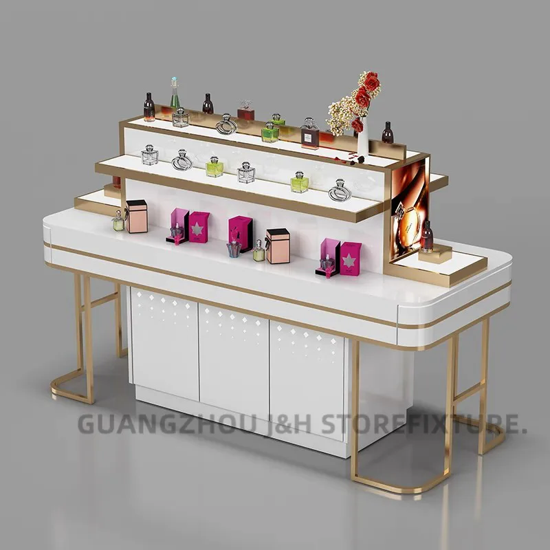 New Custom Design Cosmetic Retail Counter Makeup Shop Indoor Display Furniture Cosmetic Display Cabinet