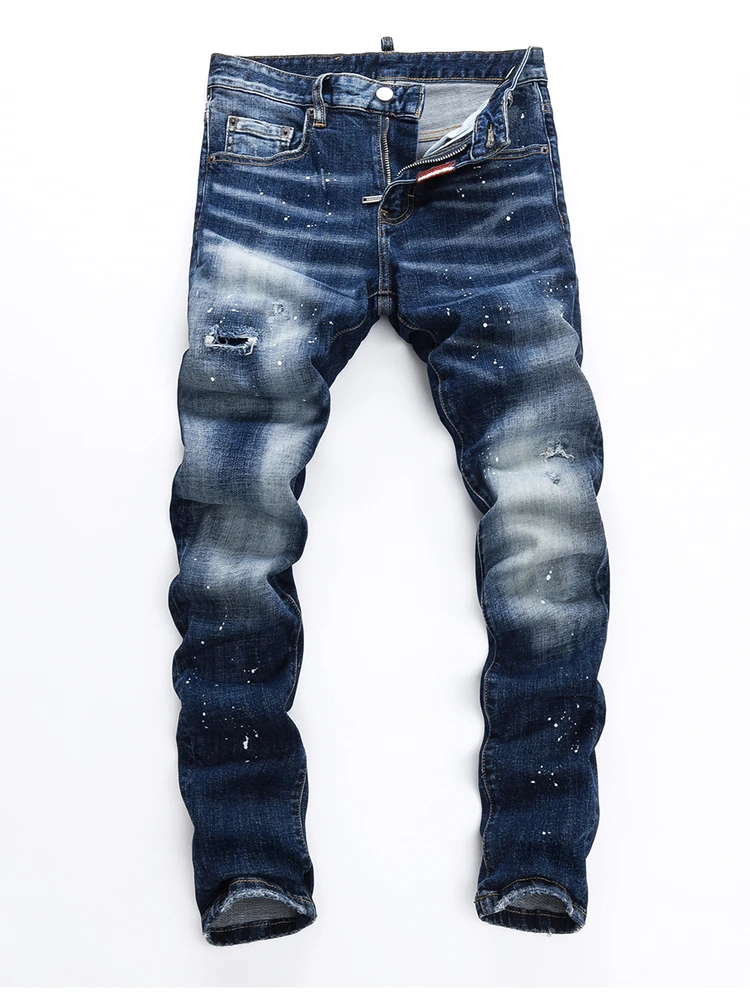 

Узкие рваные джинсы High Street American Sle Мужские облегающие джинсовые брюки Faion Urban Wear Молодежная повседневная одежда Прочный