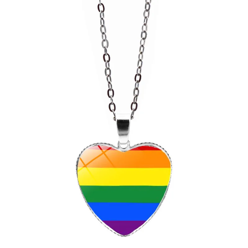 Rainbow Pride Peach Heart Necklace Girl Love Pendant Fashion Classic Gift