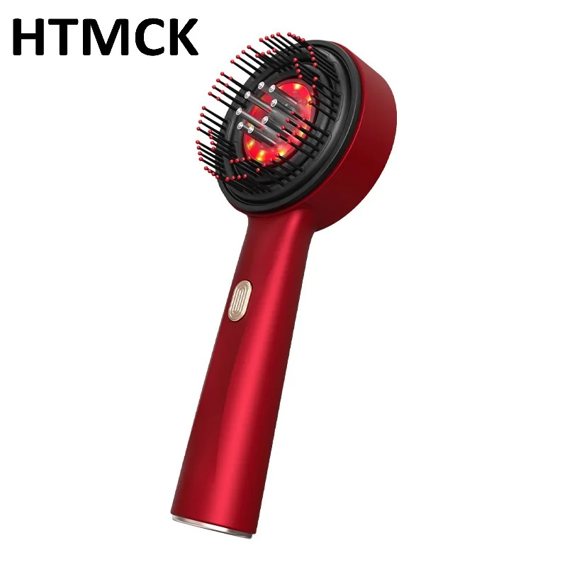 HTMCK Electric Vibration Red Light Scalp Massage Brush Portable Essential Oil Hair Care Comb Home Daily Use