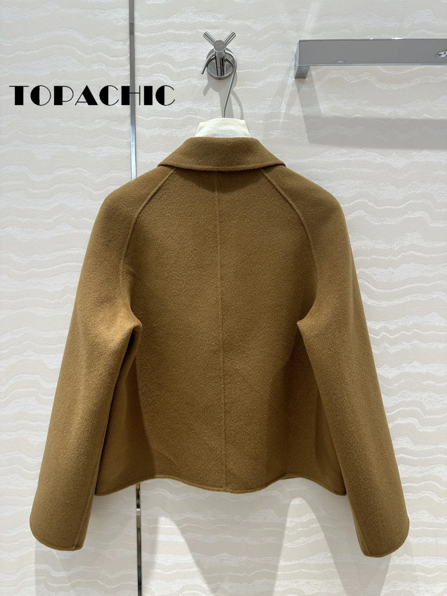 7.21 TOPACHIC-Women High Quality Cashmere Double-Sided Woolen Coat Elegant Lapel Metal Button Single Breasted Short Outerwear