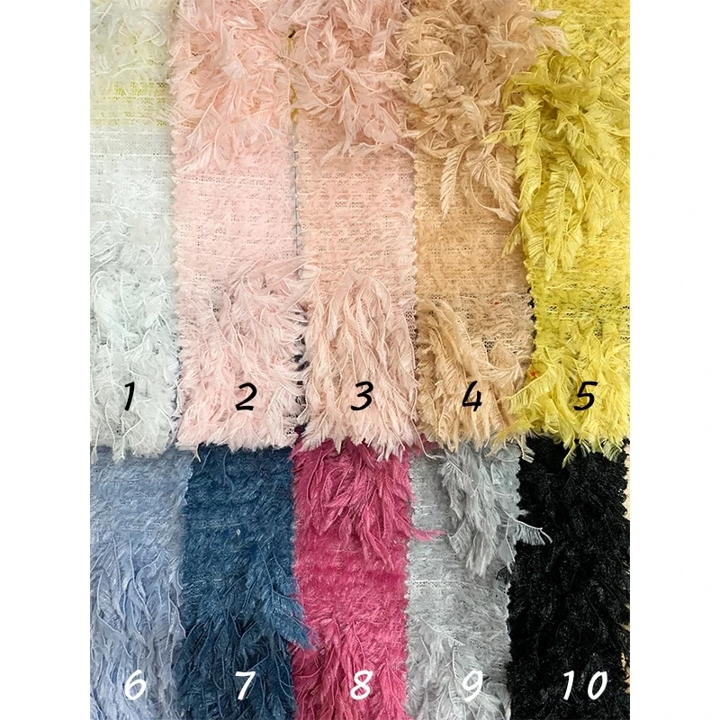 New Wave Strip Feather Velvet Autumn Winter Tassel Mesh Fabric for Garment Home Textile Pillowcase Diy Sewing By The Meter