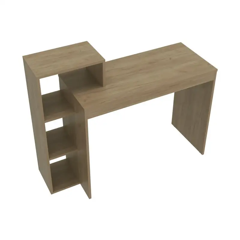 Natural Oak Computer Desk with Open Storage, Modern Design Desks for Home Office Use