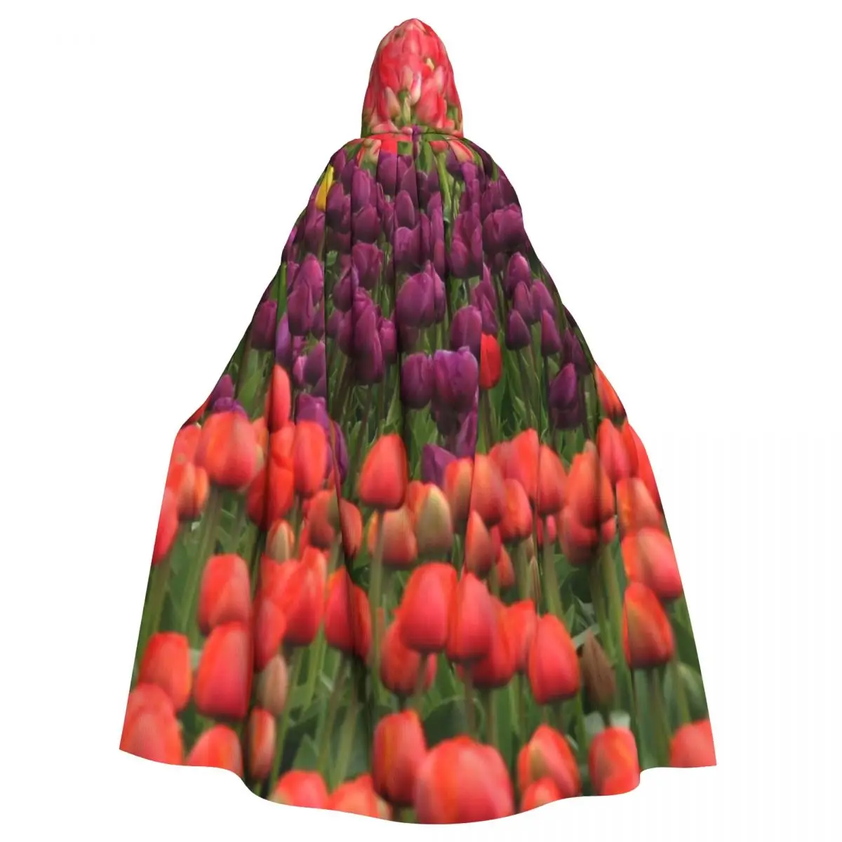 Unisex Witch Party Reversible Hooded Adult Vampires Cape Cloak Tulips Field