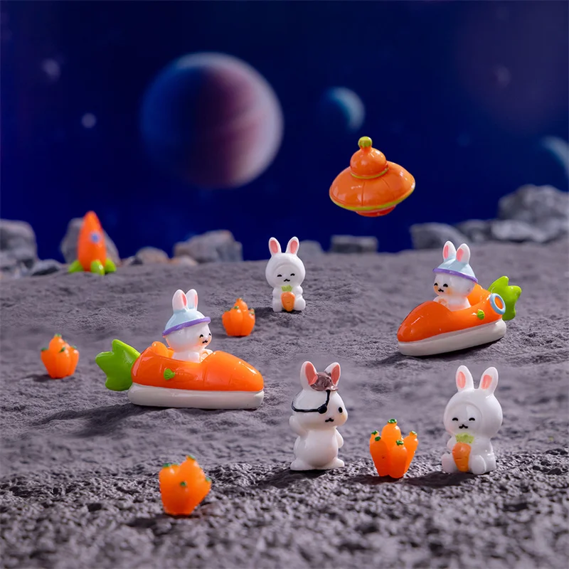 Cartoon Carrot Bunny Ornament Figurine Micro Landscape Decoration Car Interior Decoration Home Desktop Small Ornament Gifts