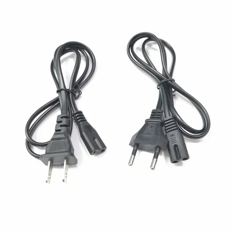 For PS2 for PS3 Slim EU plug 2-Prong Port AC Power Cable Cord for Console Power Supply US Plug