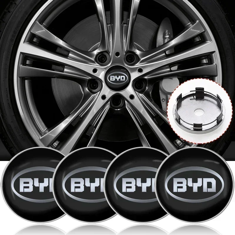 4pcs 56mm 60mm Car Wheel Center Hub Cap Rim Cover Emblem Stickers For BYD F3 F0 S6 S7 E5 E6 M6 G3 G5 Car Decoration Accessories