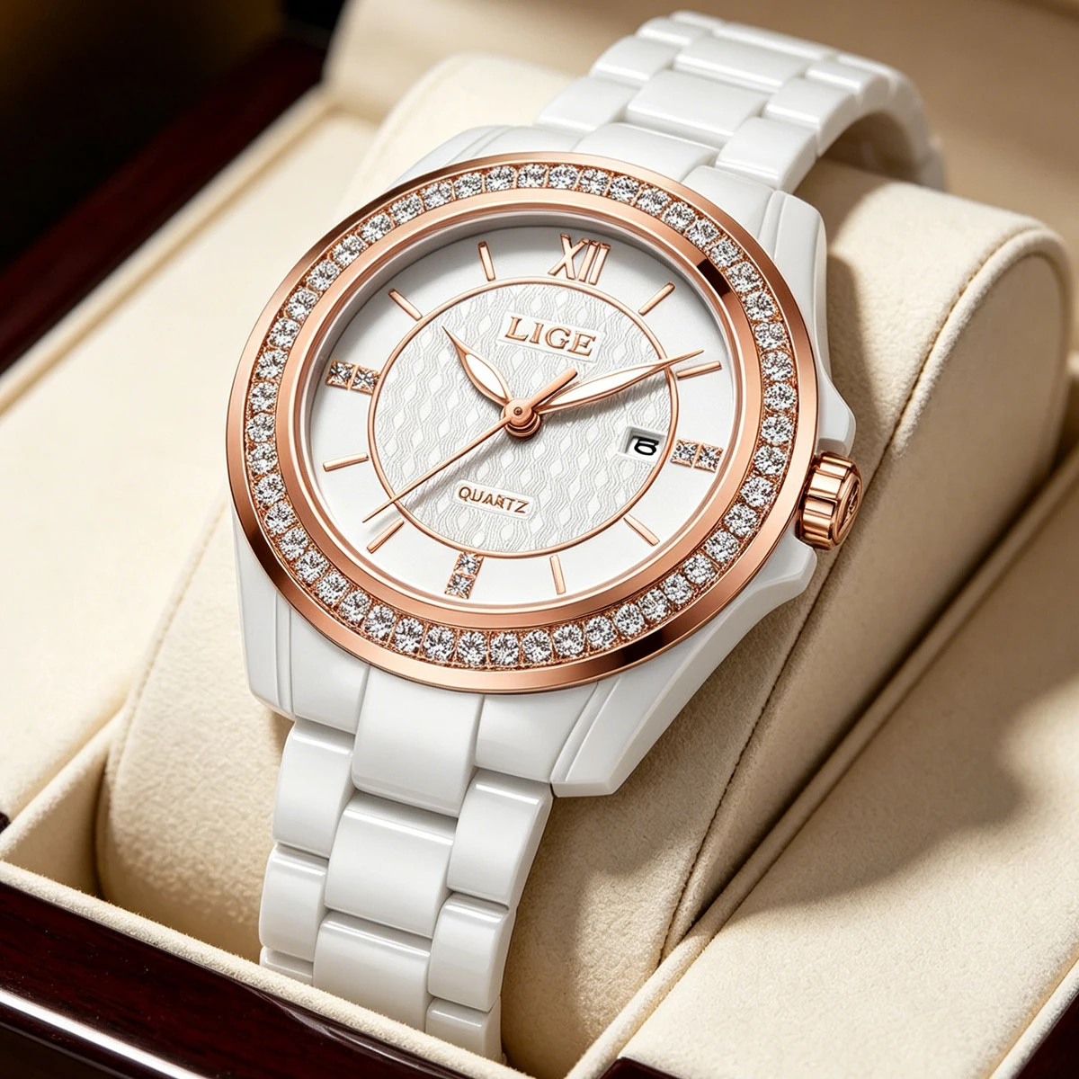LIGE Fashion Luxury Watch for Women Waterproof Luminous Date Quartz Wristwatches Christmas Valentine's Day Gift reloj de dama