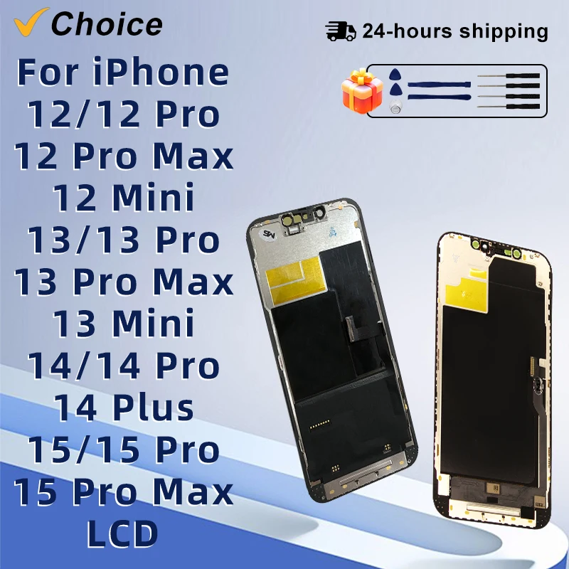 AAA+ OLED For iPhone 12 13 Display Screen For iPhone 13 Mini 14 LCD Display 14 PLUS 15 Pro max Touch Screen Digitizer Assembl