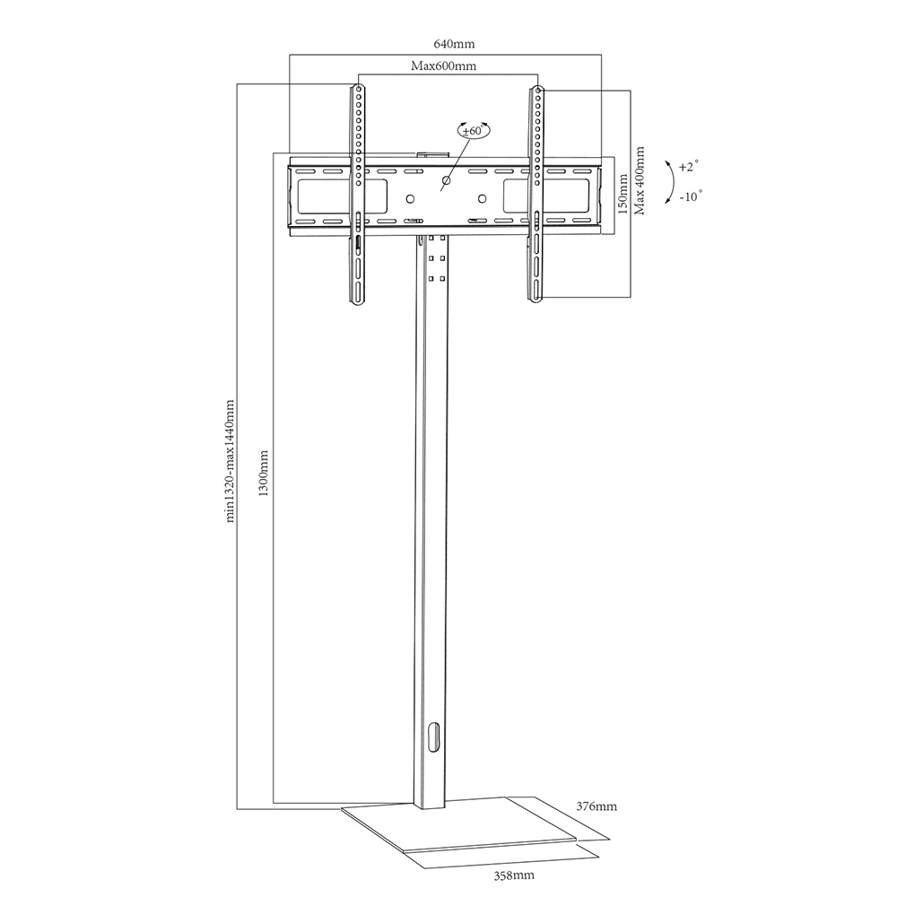 Professional supply 360 degrees rotating adjustable LED tv bracket Max VESA 600*400mm tv stand with mount