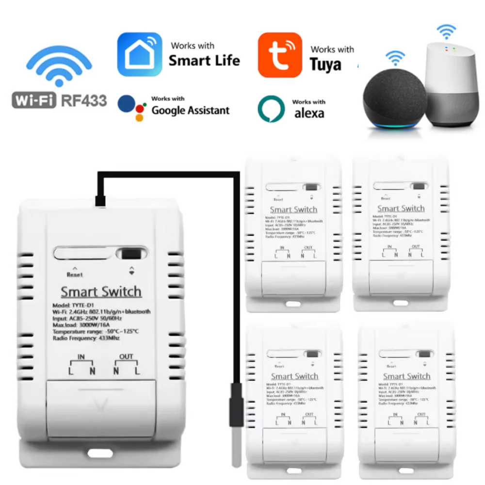 Wi-Fi умный датчик температуры Tuya Smart Life Wi-Fi Rf433 ntelligent термостат переключатель температуры с Alexa Google Home Smart