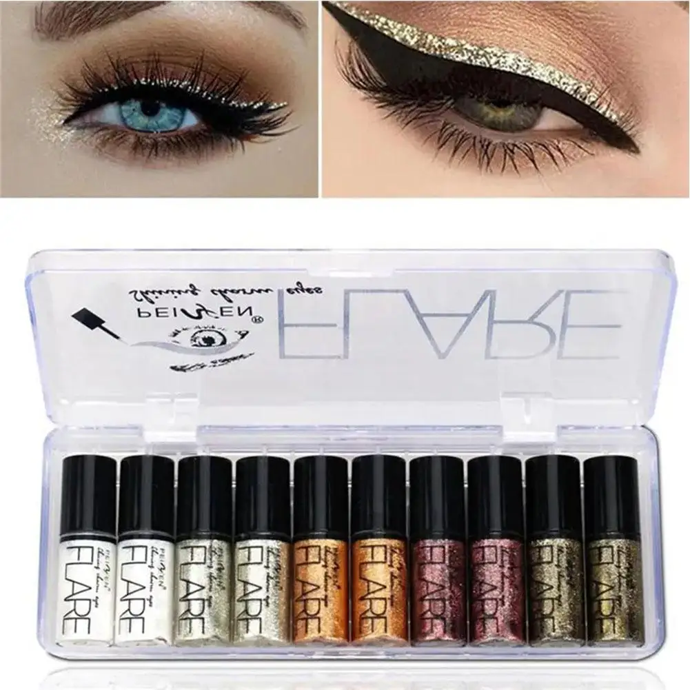 Eyeliner liquido glitterato Ombretto con diamanti perlescenti ad asciugatura rapida Paillettes Penna eyeliner oro argento Trucco cosmetico coreano