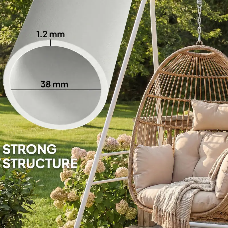 Outsunny Hammock Chair Stand  Indoor and Outdoor Use with Anti-Slip Foot Pads, 2 Carabiners, White view 5