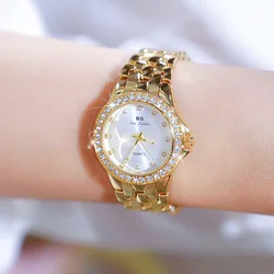 Relojes de pulsera de cuarzo de lujo para mujer, correa de acero inoxidable, resistente al agua, regalo de belleza de moda, exquisito reloj de cuarzo para mujer