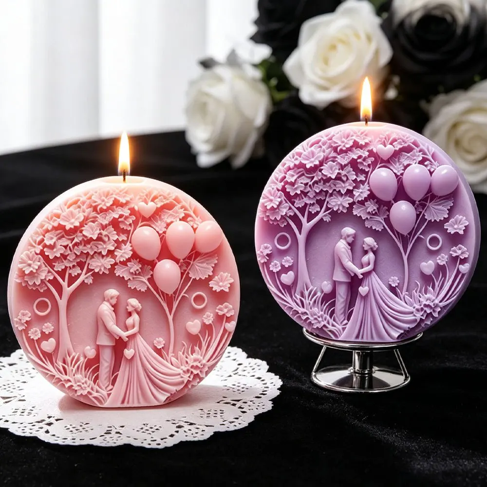 Moule en silicone pour mariage romantique, motif forêt, ballon et cœur, pour savon parfumé DIY, résine, décoration de fête, souvenirs mariés