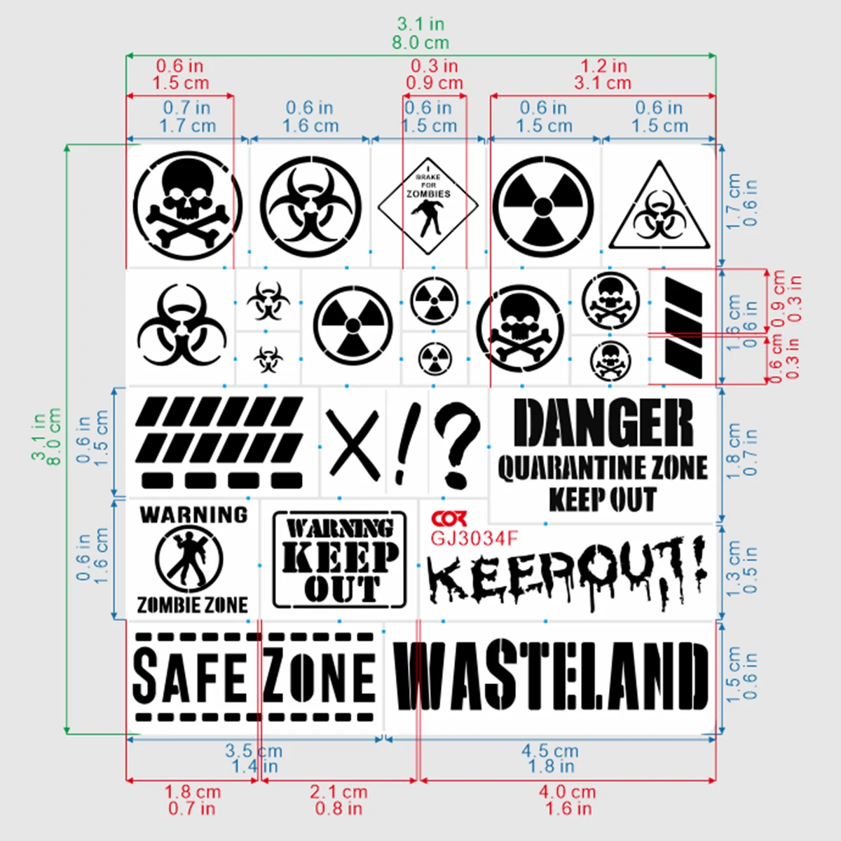 Modellbausatz Malwerkzeuge Wiederverwendbare Metall-Hohlschablone für Airbrush-Spritzmuster Wüstengraffiti-Symbole für verschiedene Maßstäbe – Detail 1