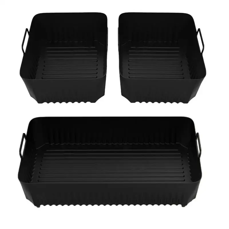 Air Fryer Reusable Baskets Silicone Liner Pot Reusable Air Fryer Tray Precise Fit Air Fryer Basket Easy Cleaning Baking