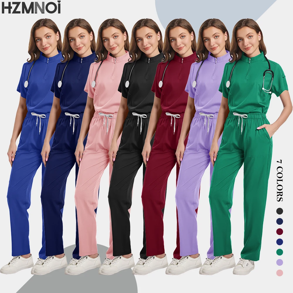 Aesthetic Uniforms Woman Beauty Manicurist Work Wear Hot Sales Scrubs Top Blouse Nursing Pants High-quality Scrub Suit Wholesale