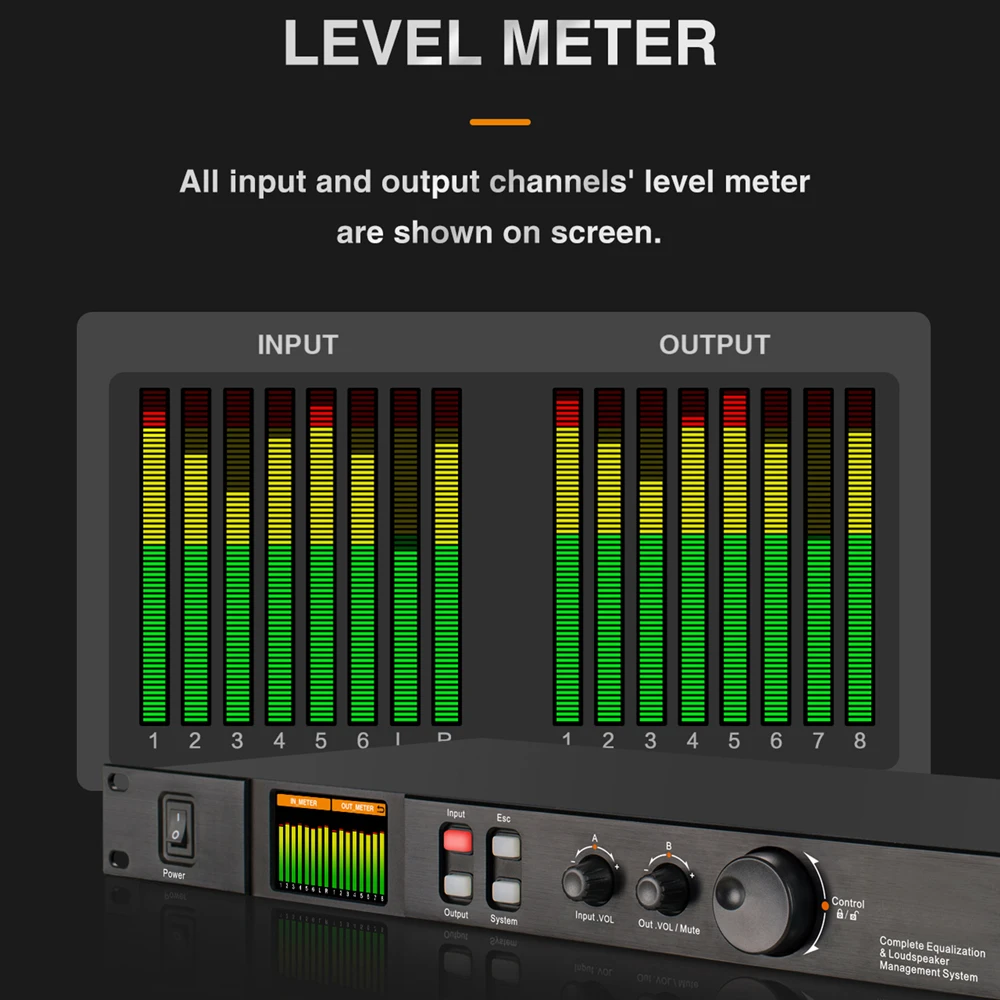 SenMicre A808 Professional Digital Audio Processor 8 In 8 Out Line Array Audio Processor Speaker Management System 24bit DSP