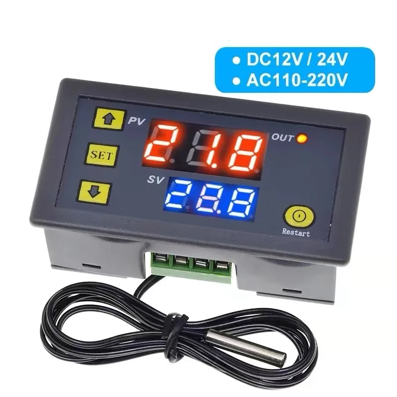 W3230 12V 24V Ligne de sonde AC110-220V 20A Digital Contrôle de la température LED ThermoandreWith Chaleur/Refroidissement