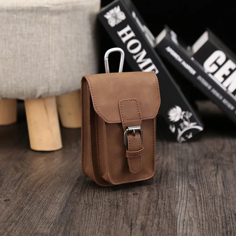 Tas Pinggang ponsel pria, dompet bolsa tas gantung kecil kunci telepon genggam multifungsi