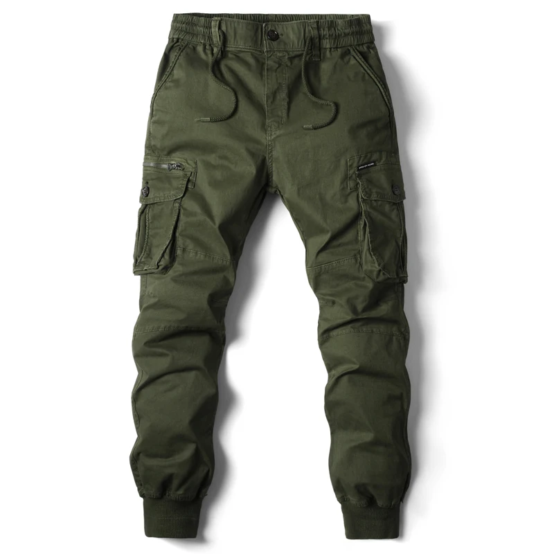 2024 novo algodão calças de carga dos homens cáqui casual tático corredores carga multi-bolso moda preto calças do exército trabalho wear