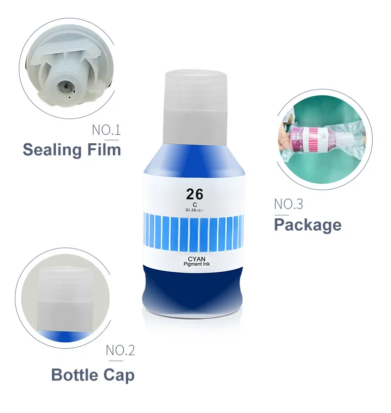 GI26 GI 26 GI-26 Premium Compatible Color Bulk Water Based Bottle Refill Ink For Canon MAXIFY GX6020 GX7020 Printer