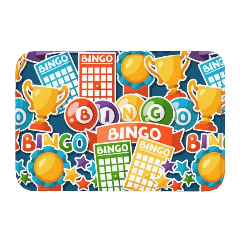 Custom Hot Game Bingo Balls Cards Doormat Mat Anti-Slip Bathroom Kitchen Garage Rug Carpet 40*60cm