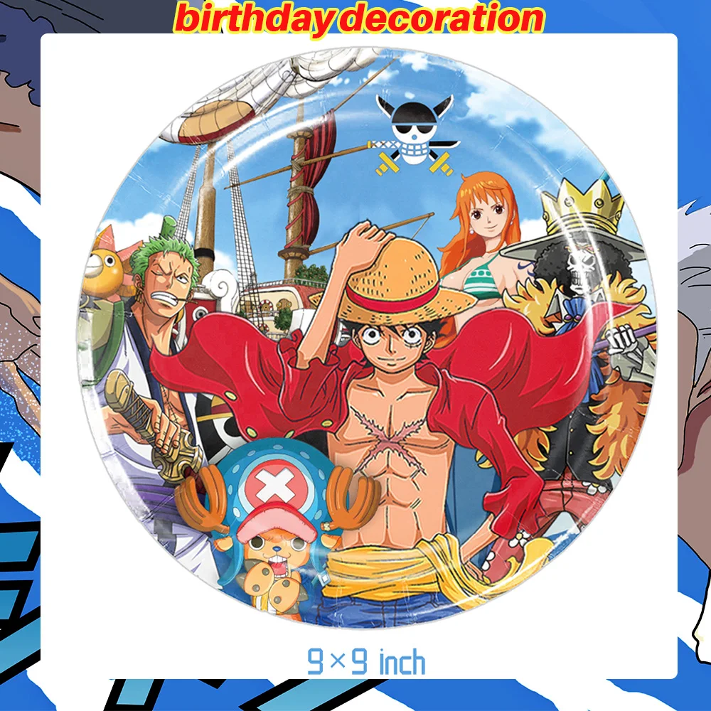 One Piece Geburtstagsparty-Dekorationsset Anime-Figur Luffy Zoro Teller Tischdecke Kuchendekoration Partyzubehör Geburtstagsgeschenke – Detail 9