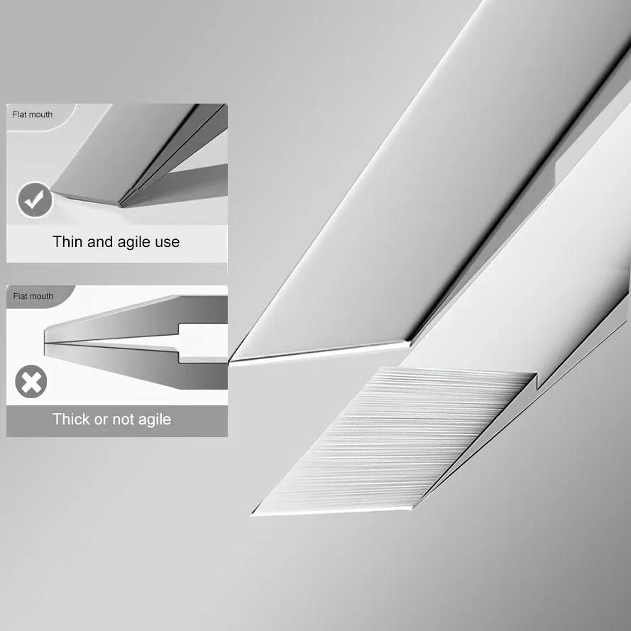 Pinça de sobrancelha de aço inoxidável, ferramenta de remoção de pelos de ponta inclinada de precisão, depenador profissional de pelos faciais para moldar sobrancelhas