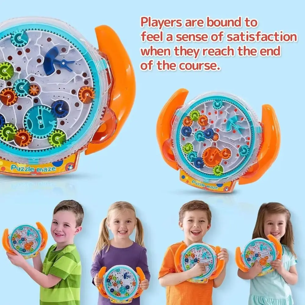 

3D Puzzle Maze Board Transparent Design Gear Balance Logic Training Rolling Ball Gear Track Ball Children's Game