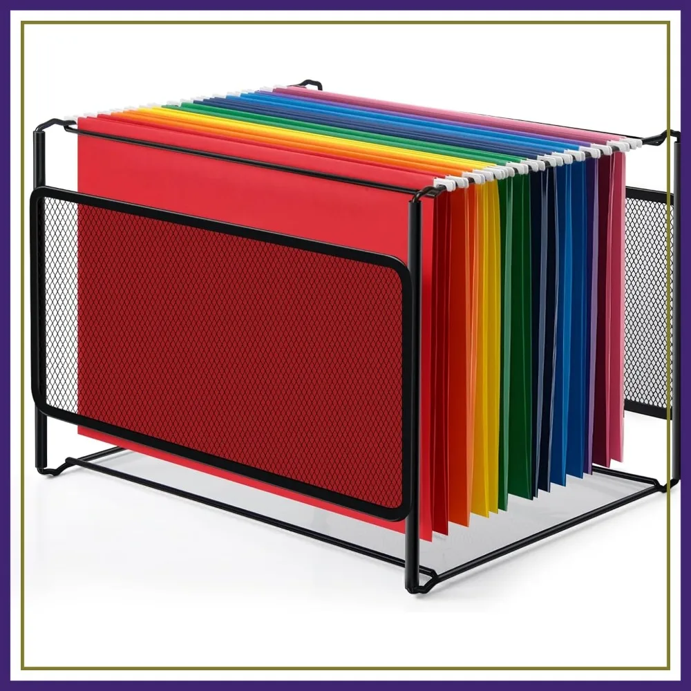 

Hanging File Organizer, Letter Size Folder Organizer with Metal Mesh, Space-Saving File Storage Box for Home Office