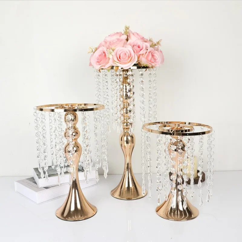 Boutique Galvanized Metal Flower Stand Outdoor Wedding Table Centerpiece Ornament Fake Vase Gold Flower Ornament