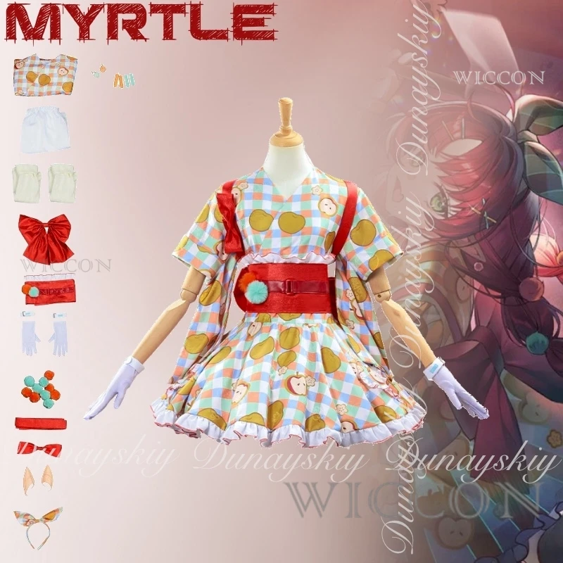 

Arknights Myrtle косплей энергичное праздничное платье для девочек красный парик с двойным хвостиком все комплекты на Хэллоуин