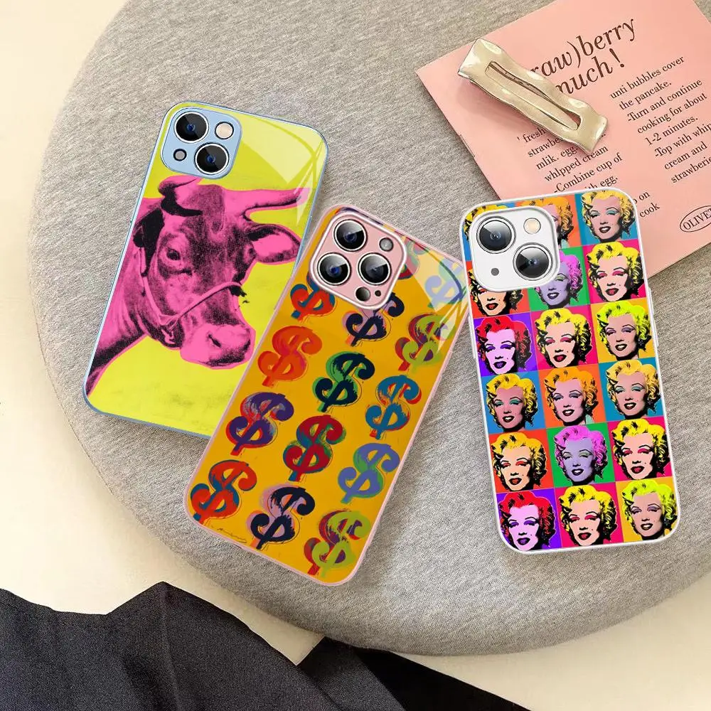 

Andy Warhol Art Phone Case Tempered Glass For iphone 14 13 12 11 Pro Mini XS MAX 14Plus X XS XR Fundas