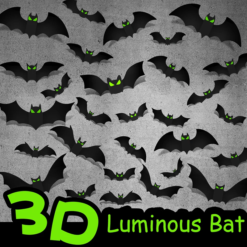 16/128pcs Halloween 3D Black Bat Wall Stickers Home Room Indoor DIY Party Decoration Scary Props Wall Decals Window Sticker