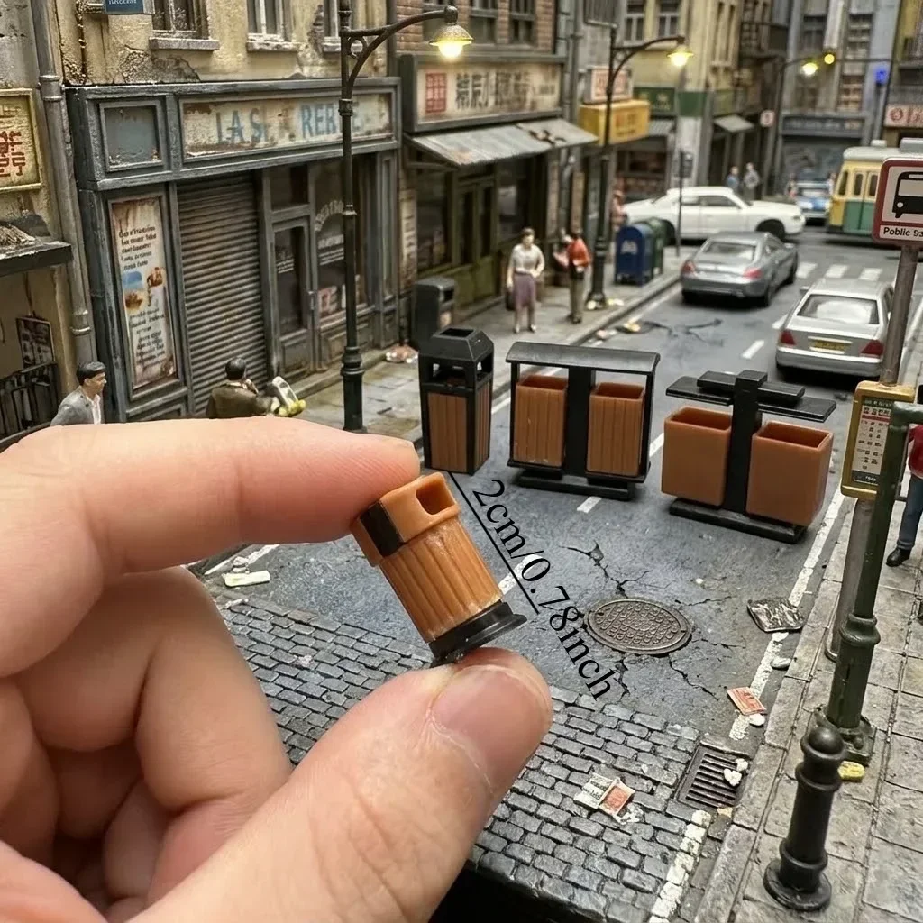 Miniature Garbage Can Model Set,4Pcs Realistic Street Recycle Waste Bin,Scale Dustbin for Architectural Sand Table Layout