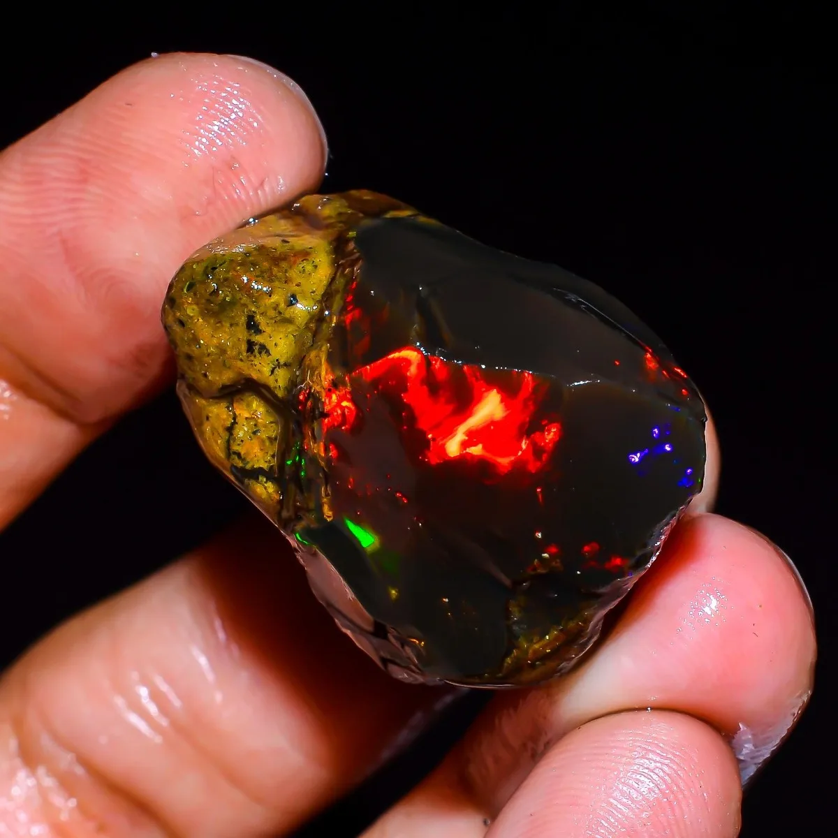 Ethiopian Opal Rough 25-80CT Natural Fire Opal Rainbow Flash Jewelry Supply Collector Stone Randomly Selected One