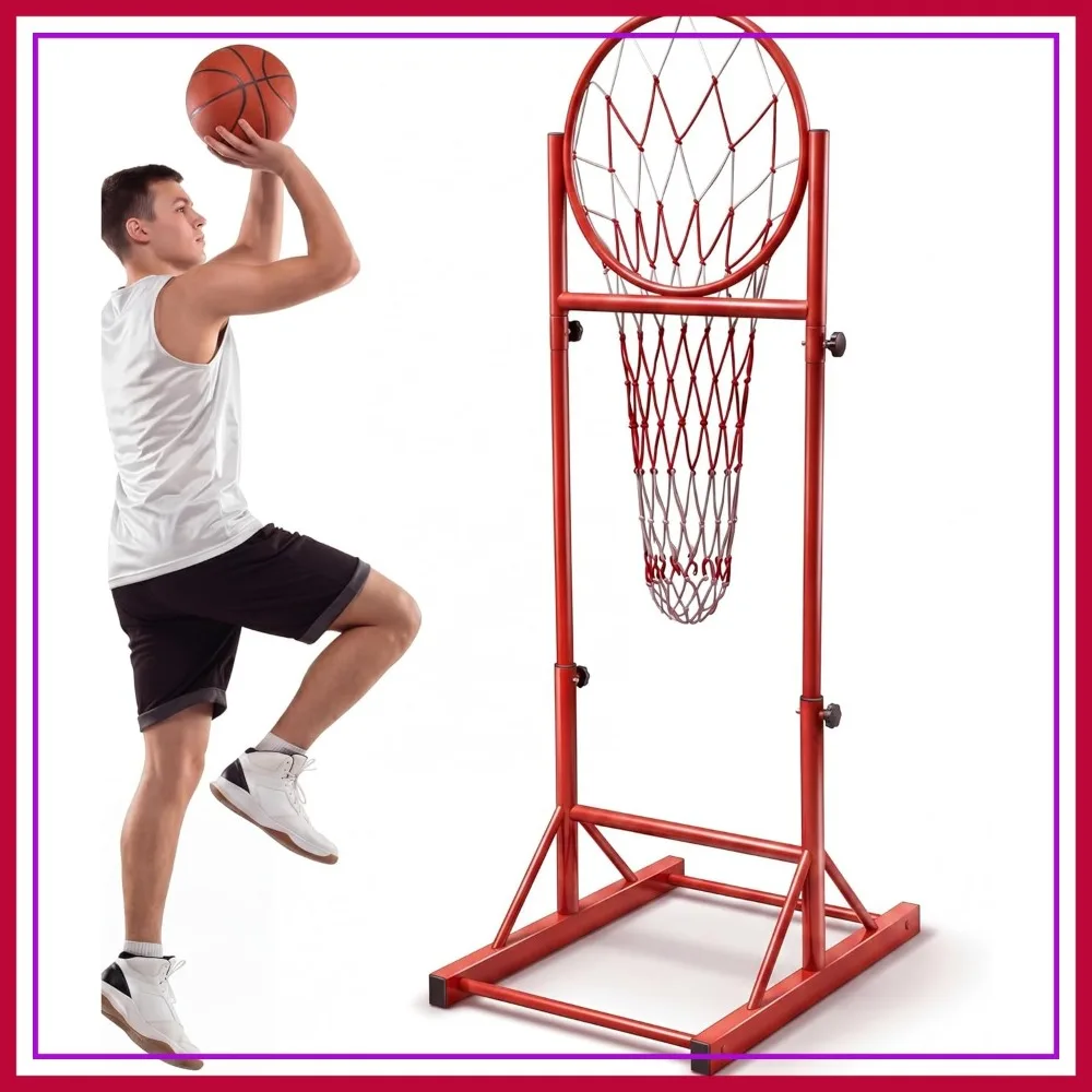 

Adjustable Height Portable Basketball Hoop, 1.8ft Diameter Rim, 7-8ft Ground Pass Ring for Indoor & Outdoor Practice