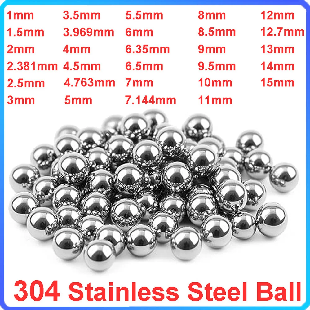

10-1000pcs 304 Stainless Steel Balls 1/1.5/2/2.5/3/3.175/3.5/4-15mm Solid Smooth Bearing Steel Ball Spherical Bead Balls