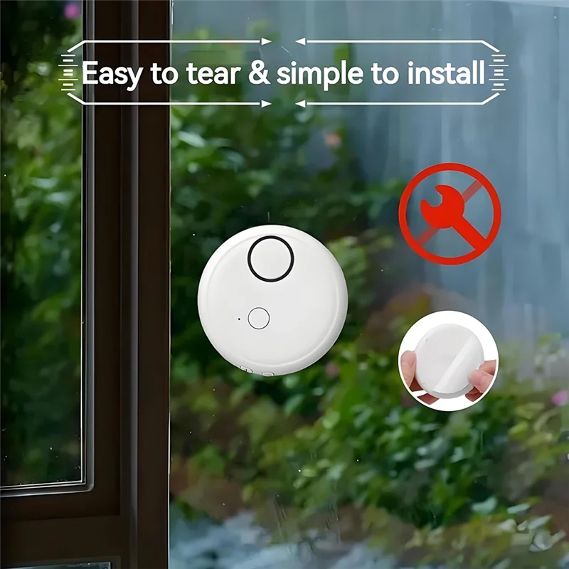 【2025 NEWLY】Alarm 130Db Adjustable Sensitivity Vibration Sensor For Door Window Warehouse Security For Home Office 2 Pack