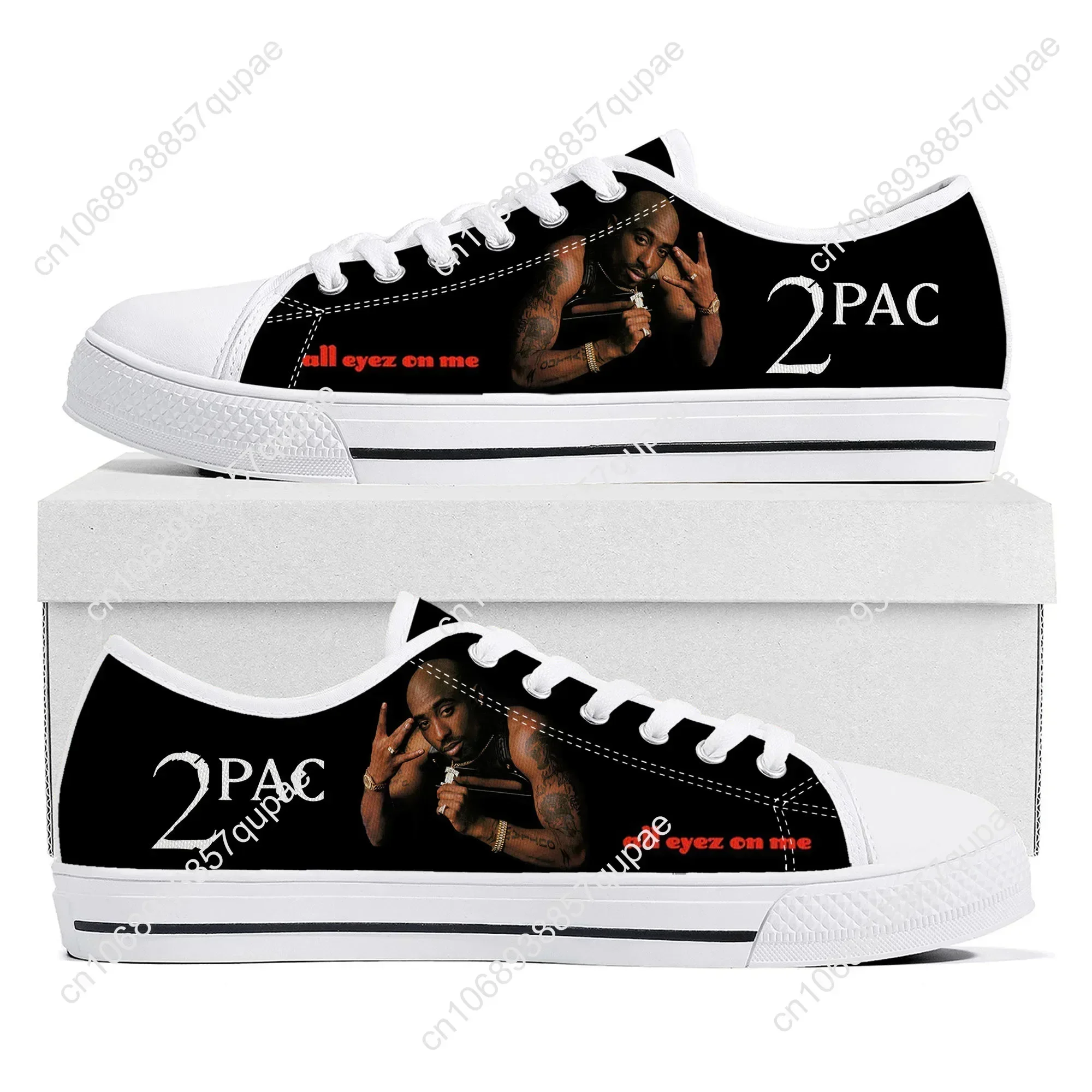 Rap 2Pac Tupac Low Top High Quality Sneakers Mens Womens Canvas Sneaker All Eyez on Me Casual Couple Shoes Custom Shoe