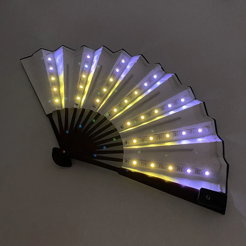 10/13 Zoll Leuchtender Handfaltfächer Hochzeitsgeschenke Fächer mit LED-Lichtern Verschiedene Stile Leuchtende Festival-Fächer Bar-Requisiten – Detail 14